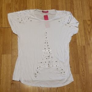 NWT beaded applique Eiffel Tower top sz XL